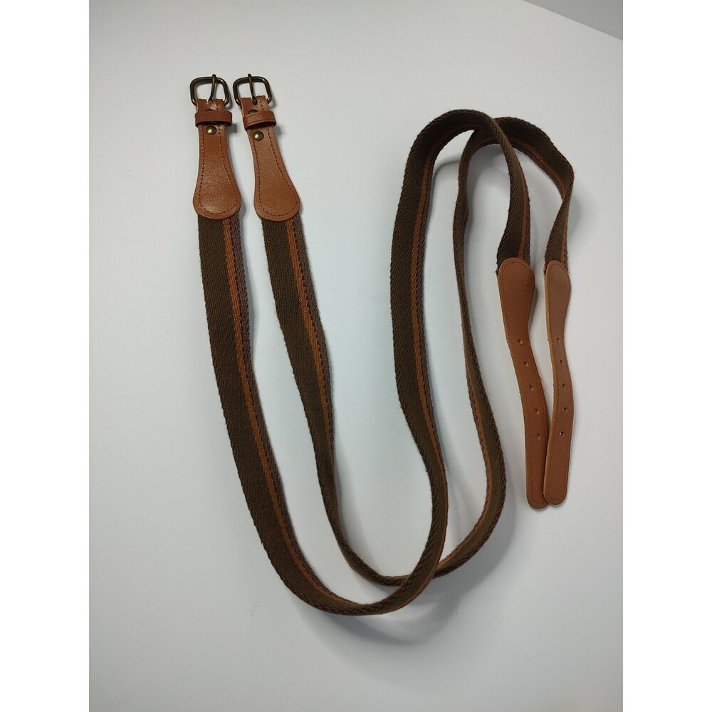 Lot of 2 Vintage Men's Size 38 Woven Canvas Surcingle Belts - Brown Stripe